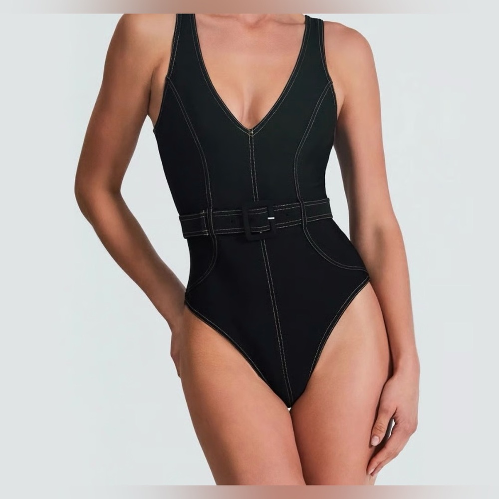 DEVON WINDSOR Black Swimsuit with Contrast Stitching